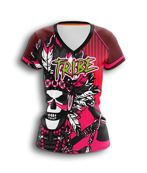 pink softball v-neck jersey - full-dye 
