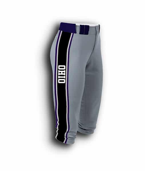 grey custom fastpitch pants - full-dye custom fastpitch uniform